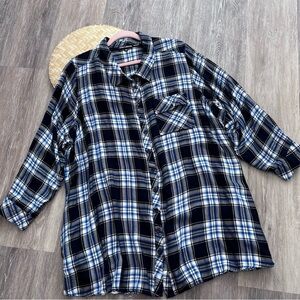 Tolani collection plaid floral boho‎ back printed flannel button down shirt